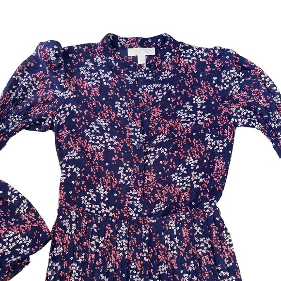 Michael Michael Kors Women’s Navy Floral Print Button Knee Length Dress - Picture 2 of 6